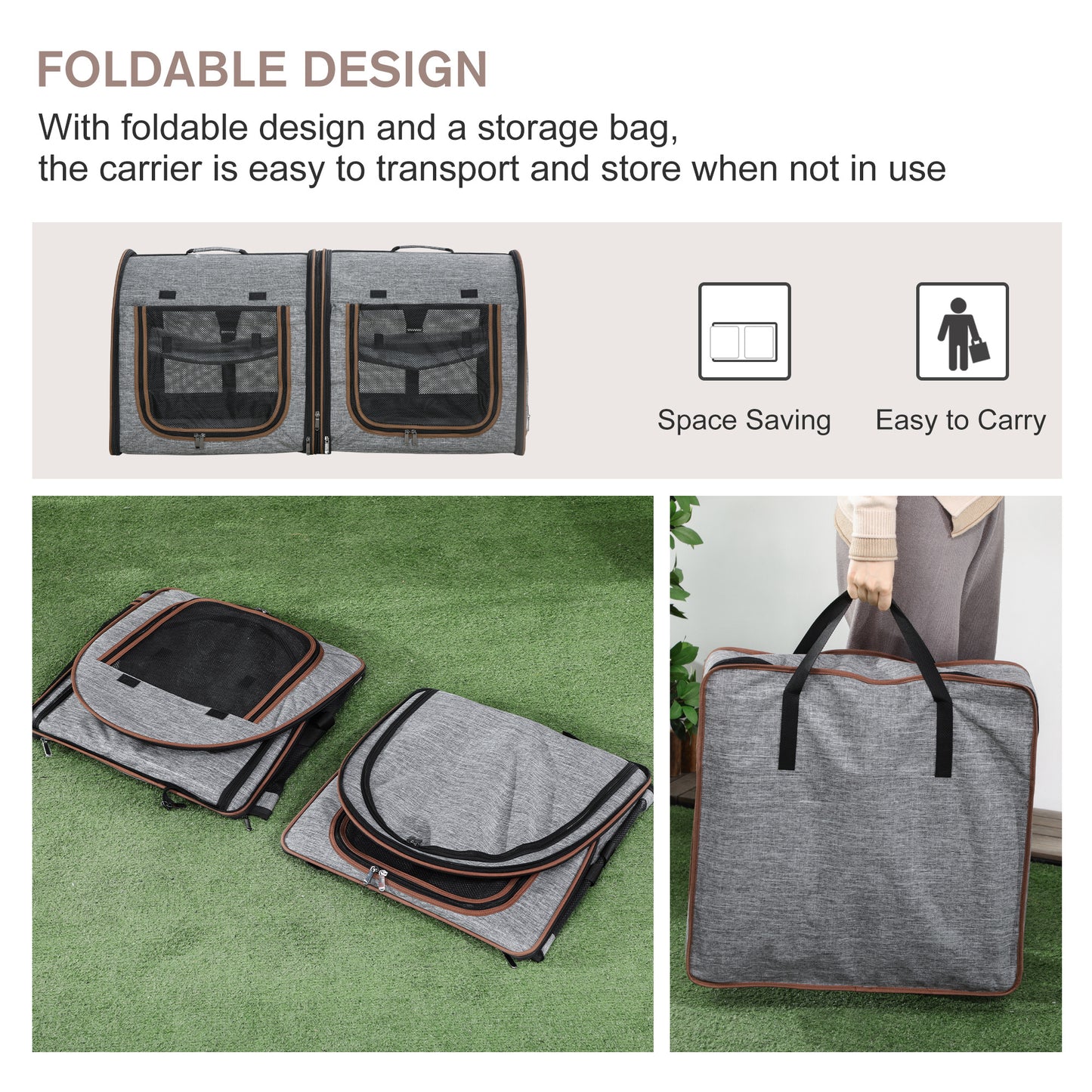 Portable Soft-Sided Pet Carrier with Divider