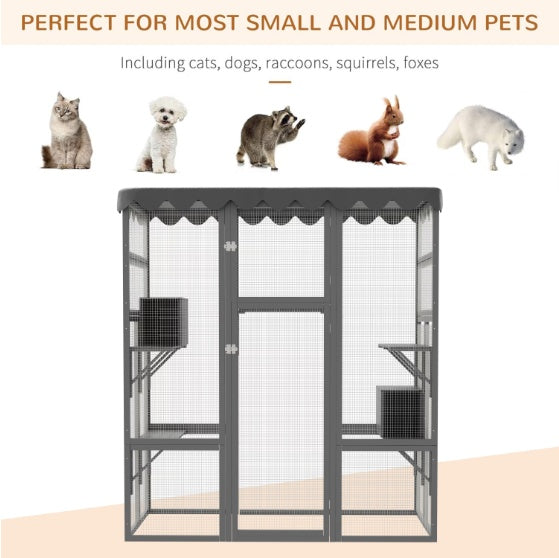 Outdoor Cat House with 6 Ledges & Weatherproof Roof