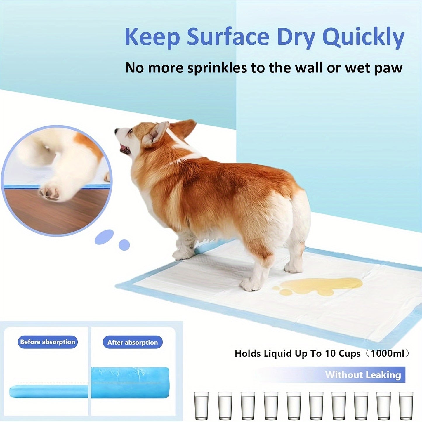 Puppy Training Pads, Super Absorbent & Leak-Proof - 100 Pcs