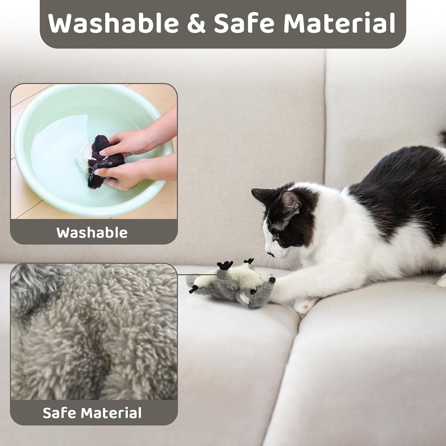 PROKEl Rechargeable Catnip Toy – Flapping Squirrel Plush