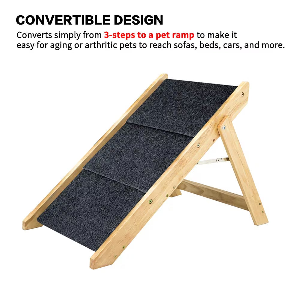 Level Foldable Wood Pet Stairs