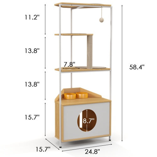 Cat Apartment With Feeding Station And Climbing Platform