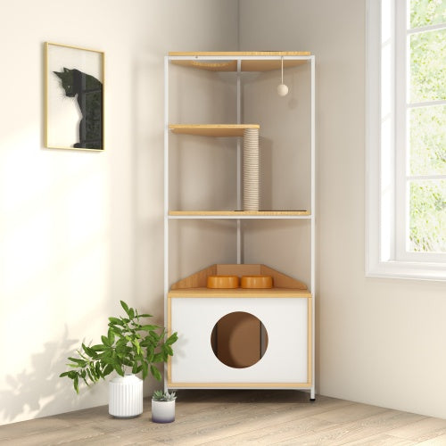 Cat Apartment With Feeding Station And Climbing Platform