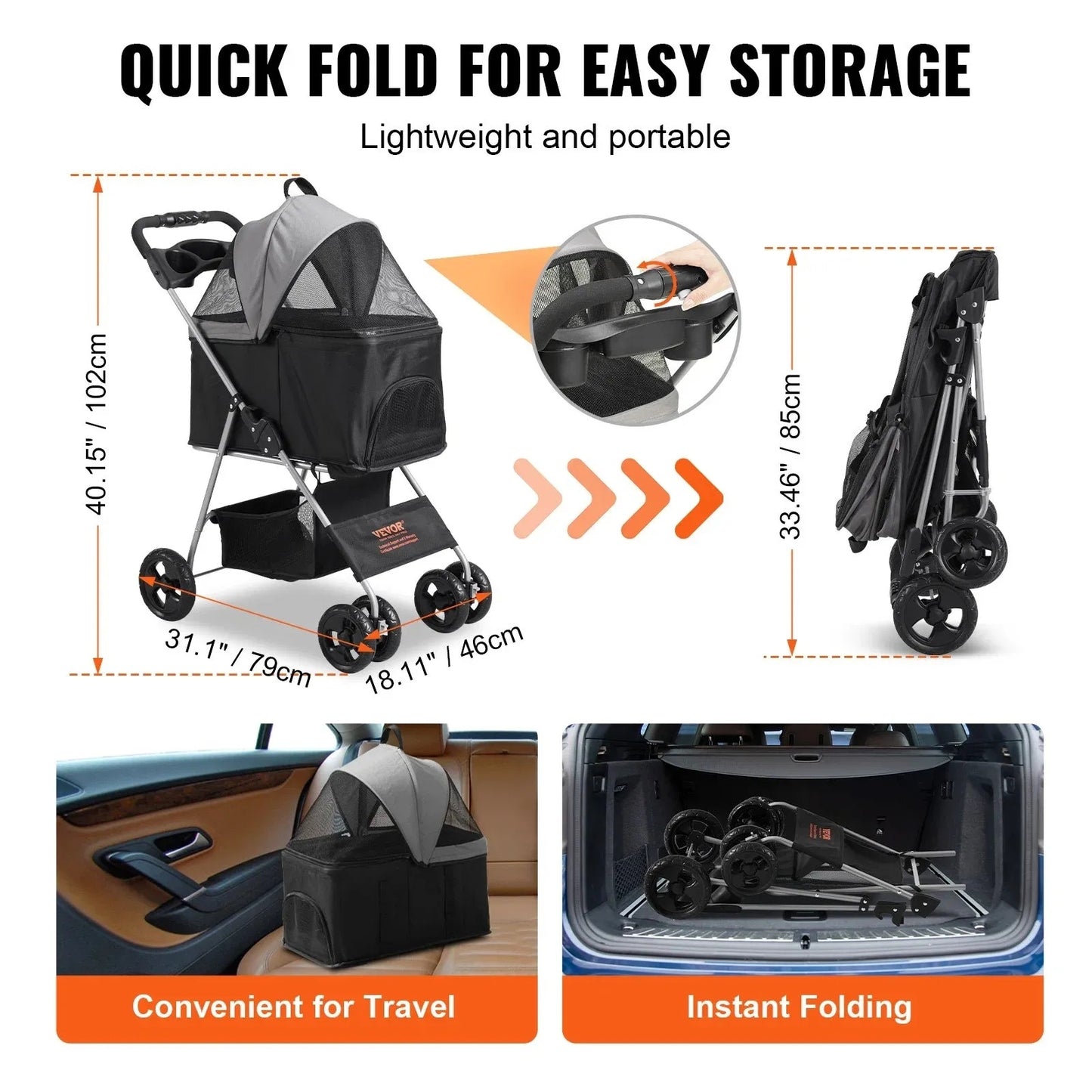 VEVOR 4-Wheel Dog Stroller