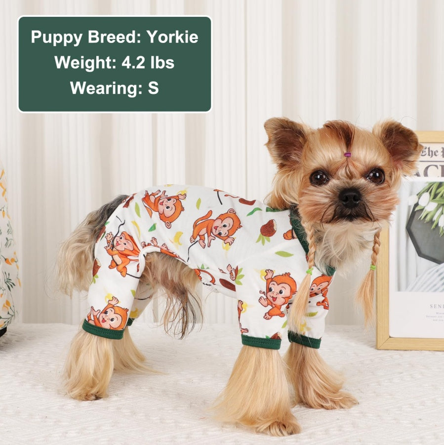 Brown Monkey Dog Pajamas – Soft Pet Onesie for Small Dogs & Cats