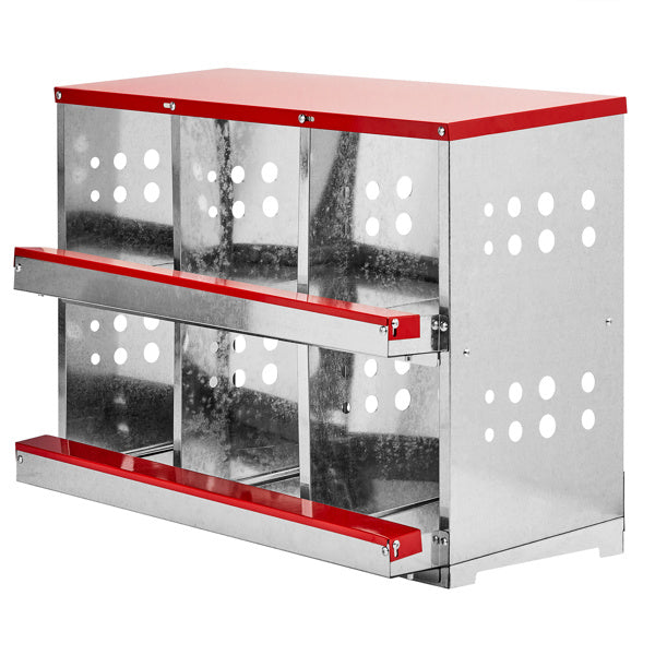 Compact 6-Compartment Red Iron Pet House with Sloping Roof