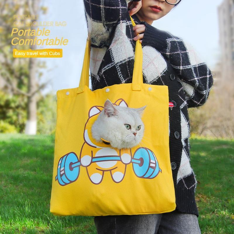 Pet Canvas Shoulder Bag – Cute Animal Shaped Carrier for Cats & Dogs