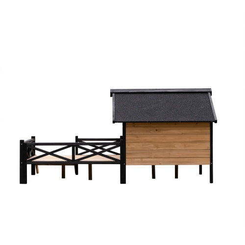 Luxury Cabin-Style Wooden Dog House with Porch for Large Dogs