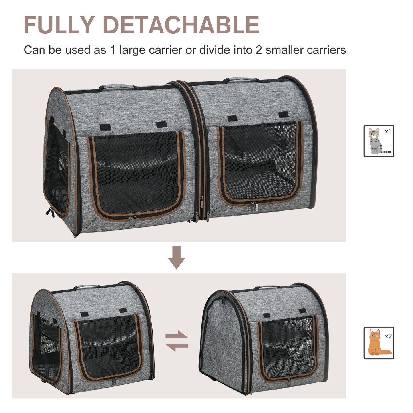 Portable Soft-Sided Pet Carrier with Divider