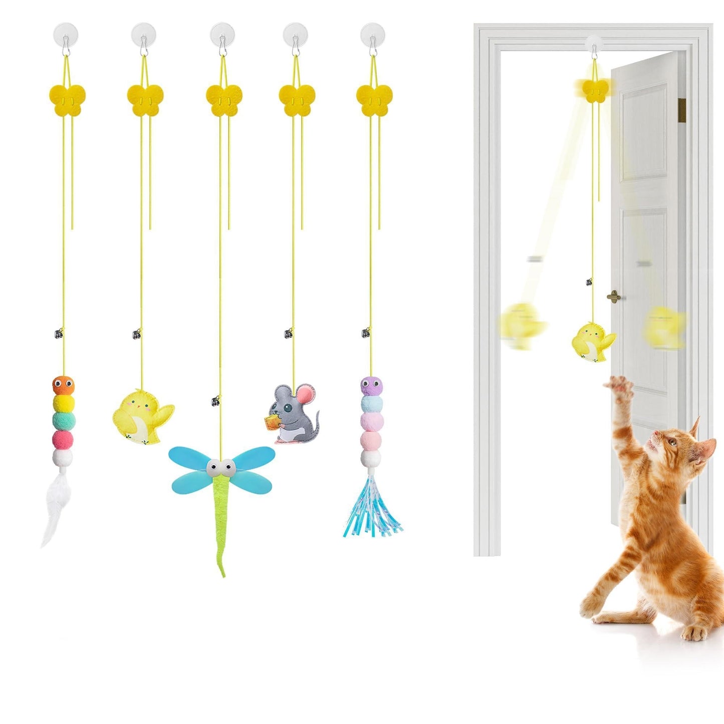 Interactive Cat Feather Toys 5 Pcs For Mental And Physical Stimulation