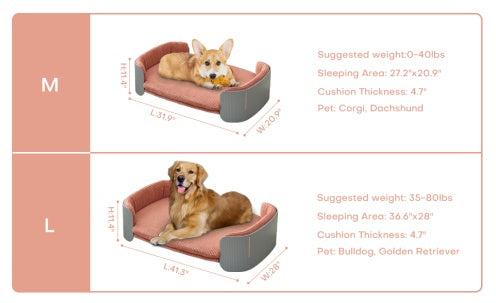 Scandinavian Cat Sofa, Elevated Bed with Removable Cover, White & Grey