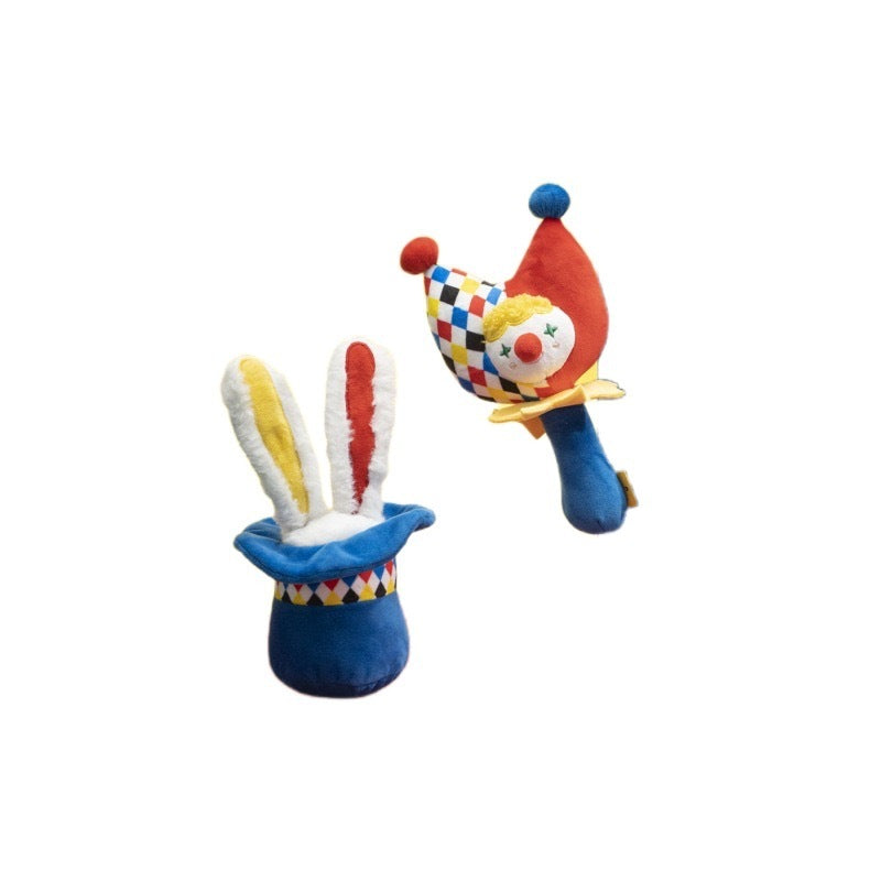 Interactive Plush Dog Toy Bundle - Clown Wobble Hammer & Bunny Squeeze Hat 2-Pack
