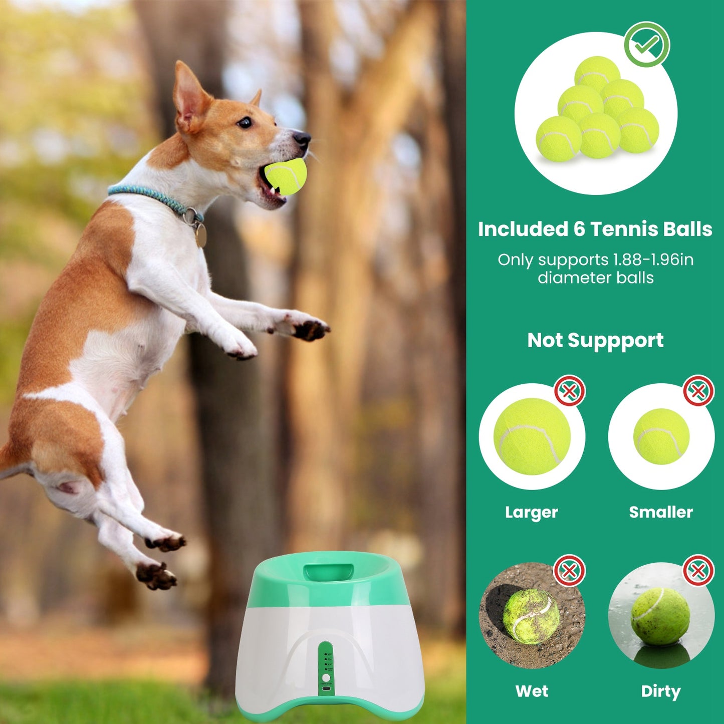 Automatic Dog Ball Launcher – 3 Distances, Includes 6 Tennis Balls