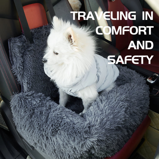 Dog Car Seat – Travel Booster with Seat Belt & Washable Plush