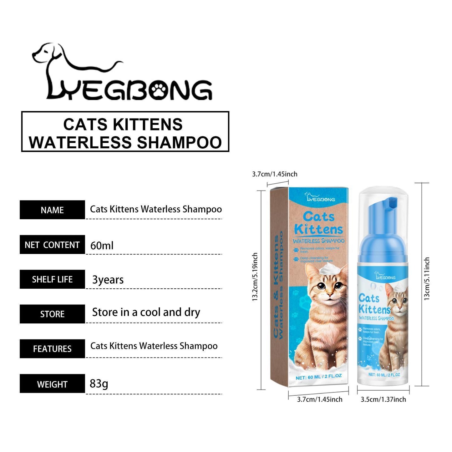Yegebang Cat Cleaning Mousse – Mild Non-Irritating Pet Cleaning Foam