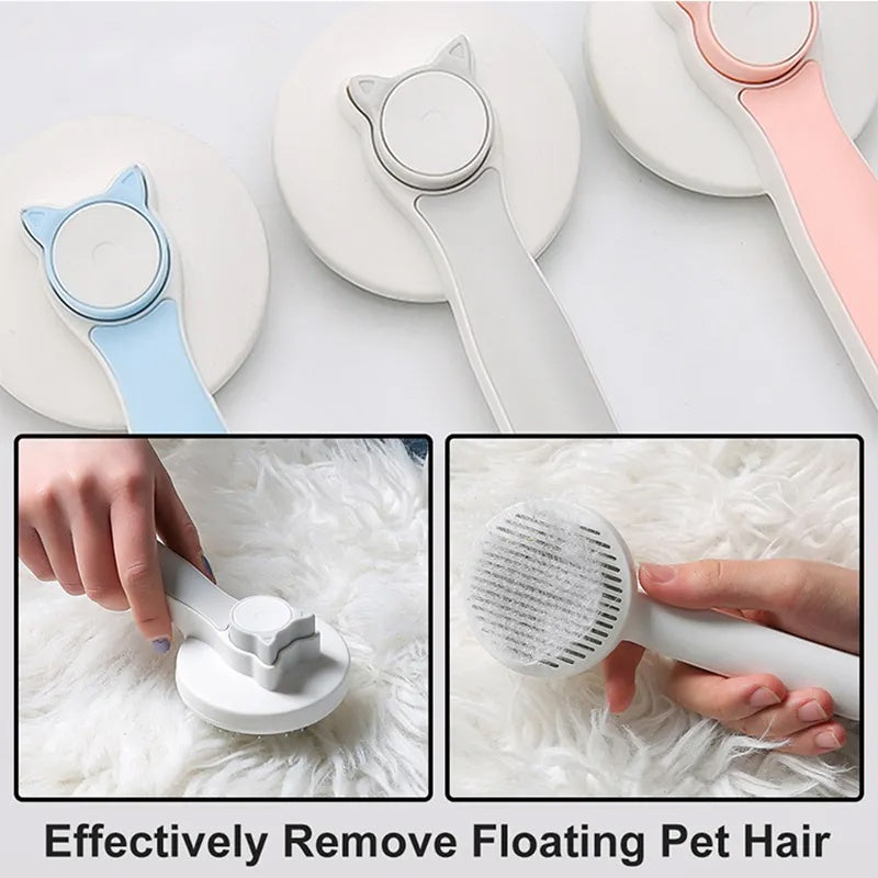 Self-Cleaning Slicker Brush for Cats & Dogs - Pet Hair Removal Comb