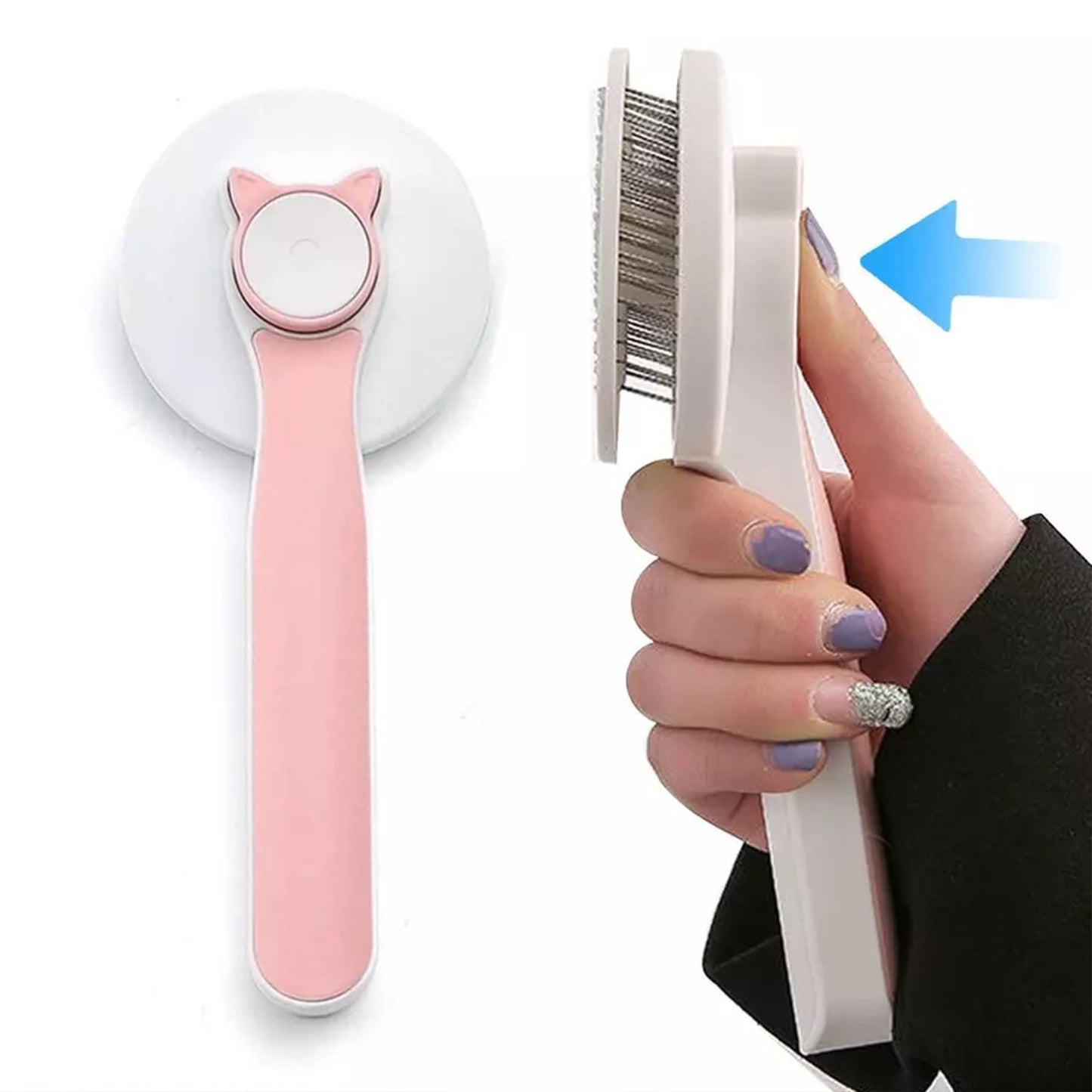 Self-Cleaning Slicker Brush for Cats & Dogs - Pet Hair Removal Comb