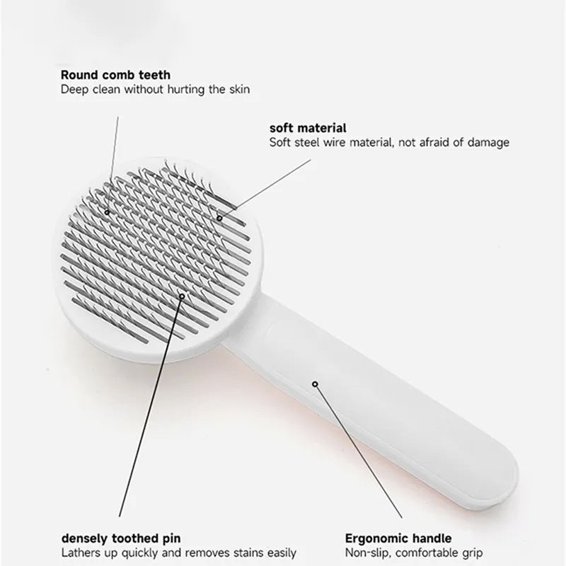 Self-Cleaning Slicker Brush for Cats & Dogs - Pet Hair Removal Comb
