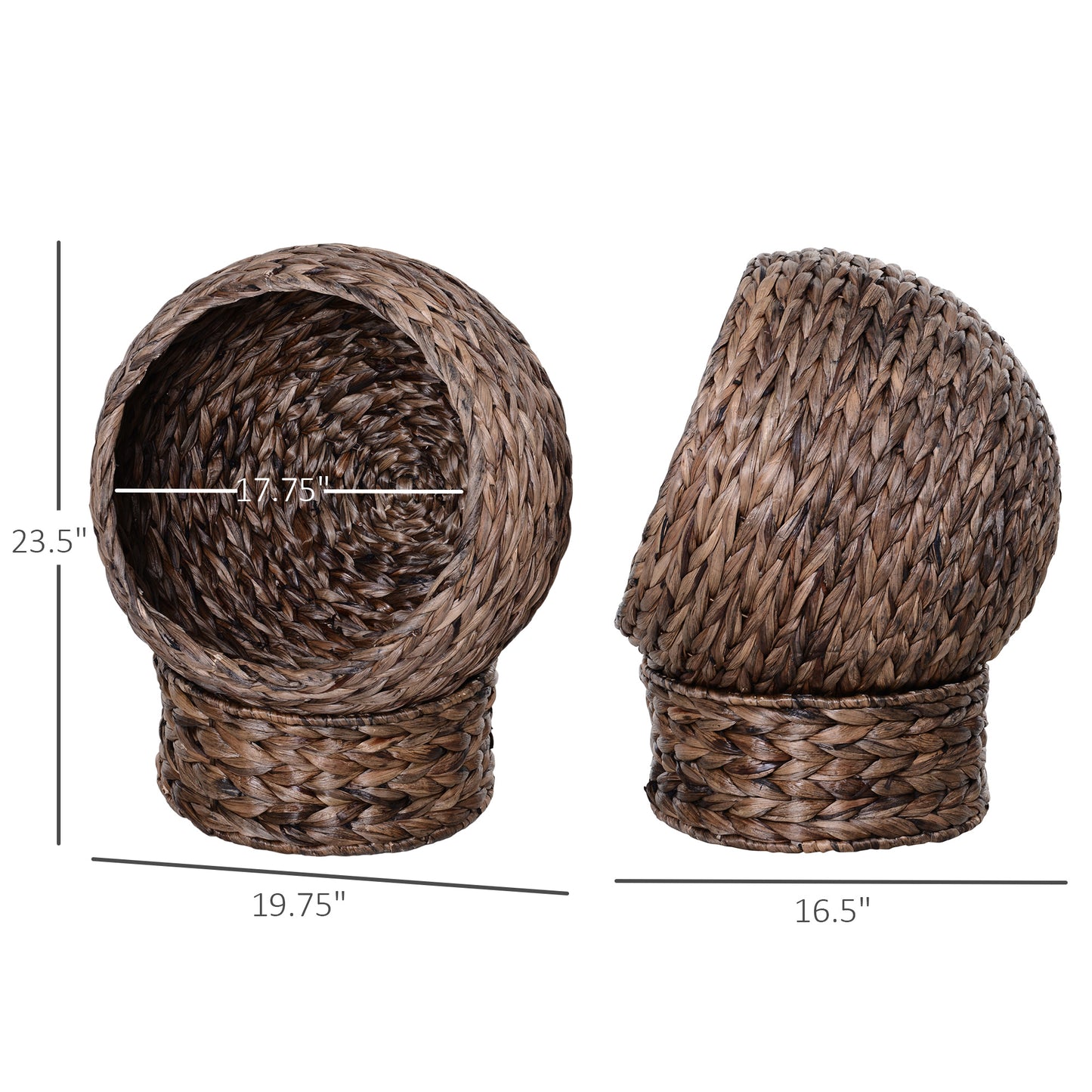 Handmade Wicker Elevated Cat Bed – Dark Brown with Cushion
