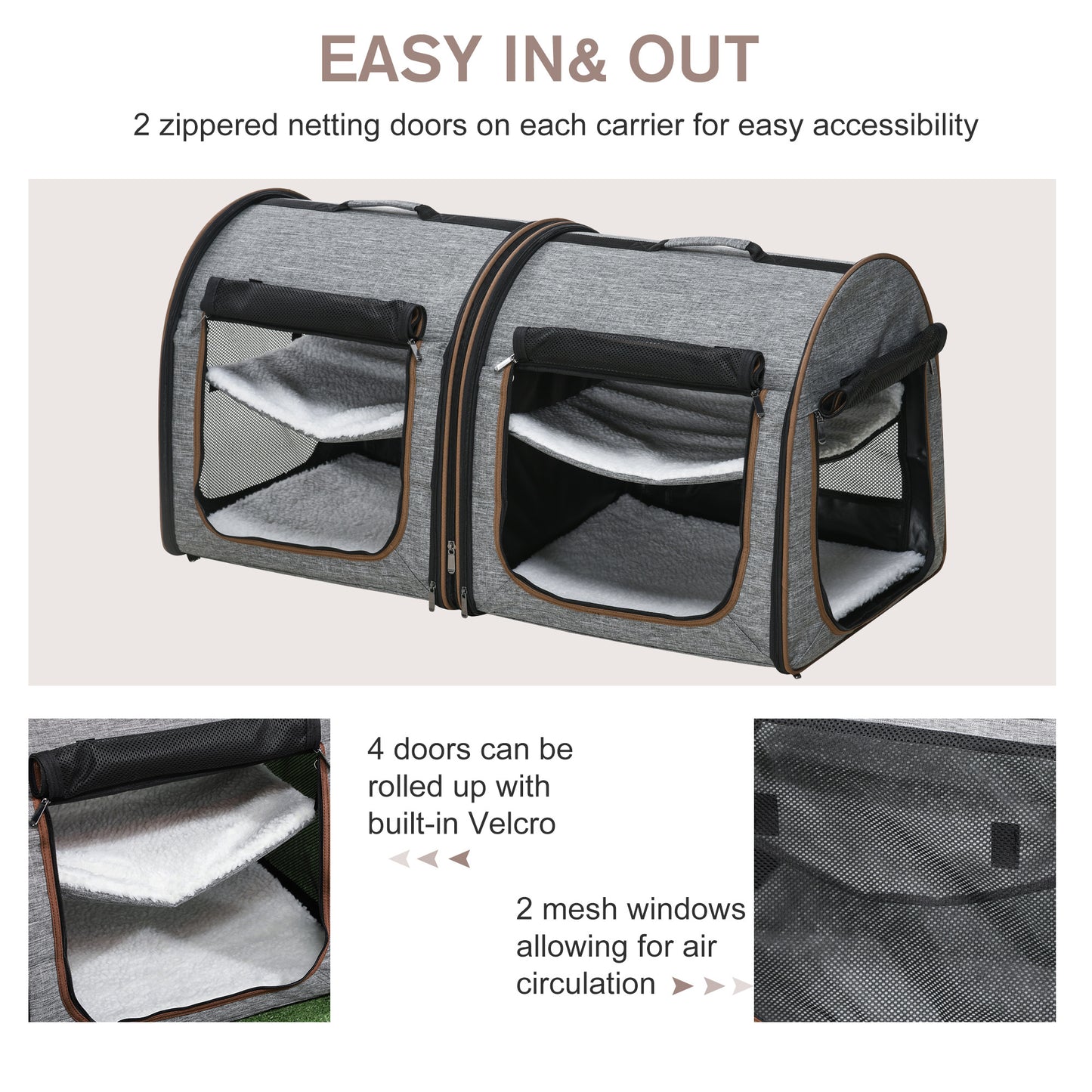 Portable Soft-Sided Pet Carrier with Divider