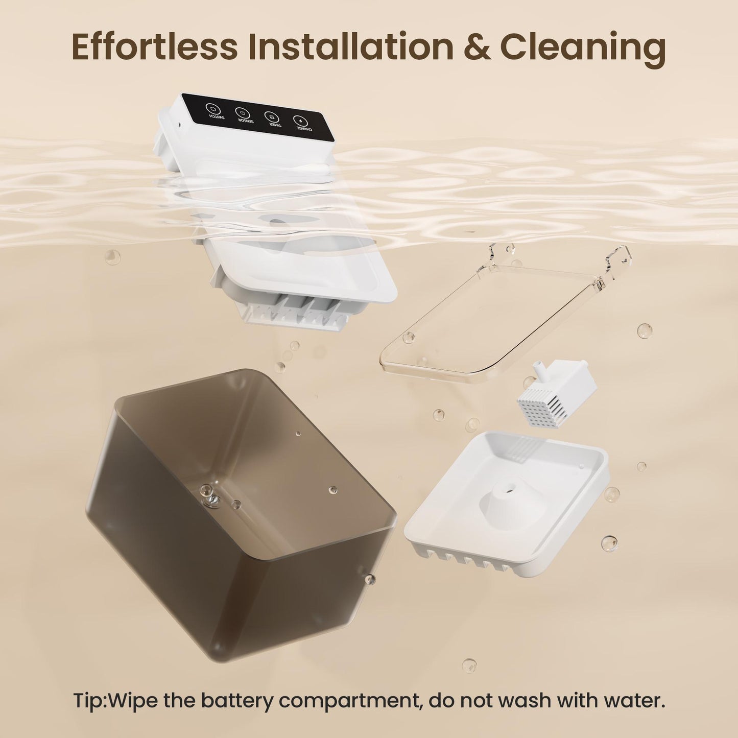 Wireless Charging Stainless Steel Automatic Cat Water Fountain