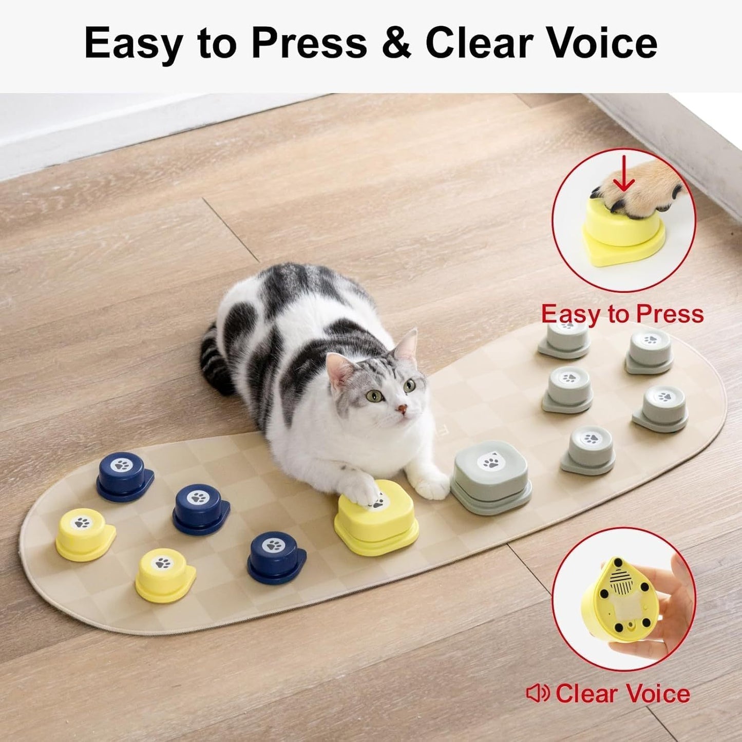 12-Pack Rechargeable Talking Buttons with Mat – Pet Communication Kit