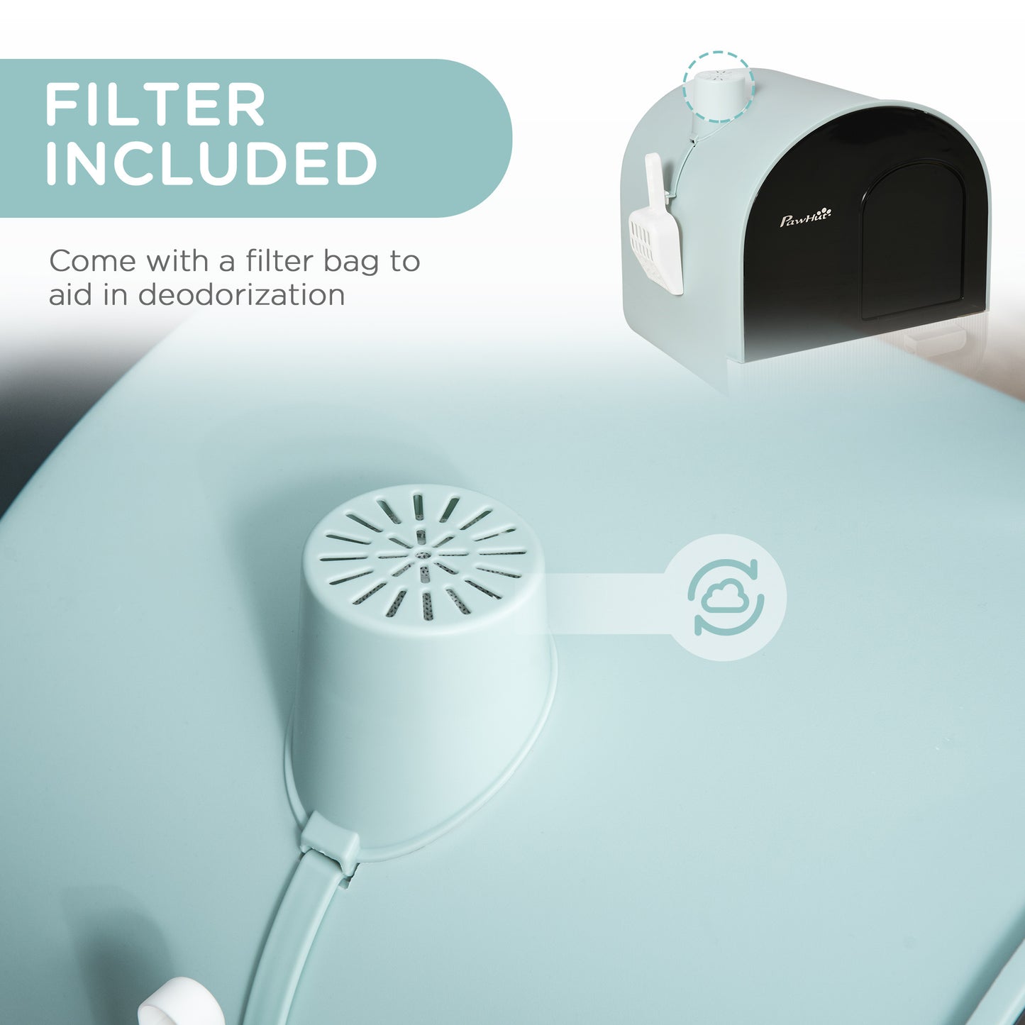 Covered Cat Litter Box with Tray & Scoop Set