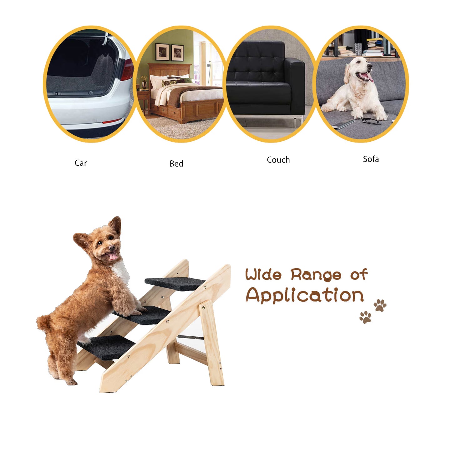 Level Foldable Wood Pet Stairs