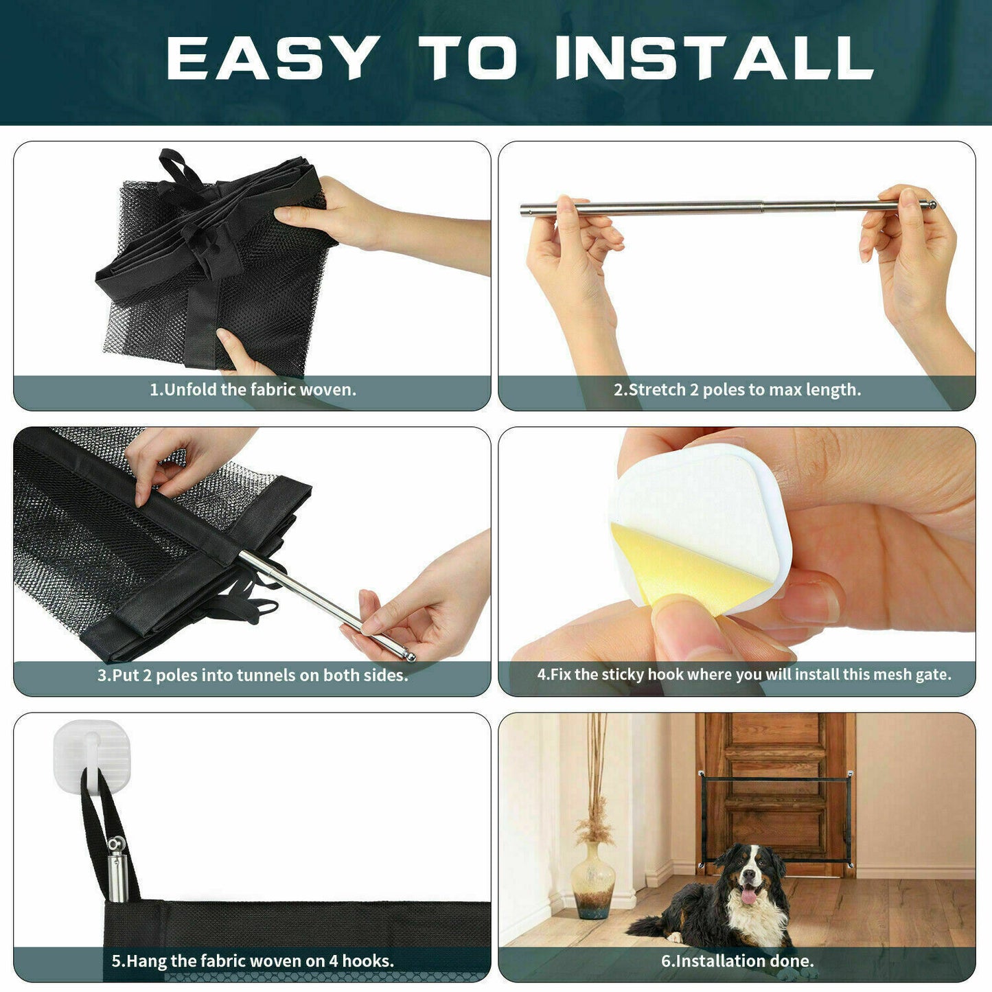 Pet Safety Gate – Portable Mesh Fence for Doors & Stairs
