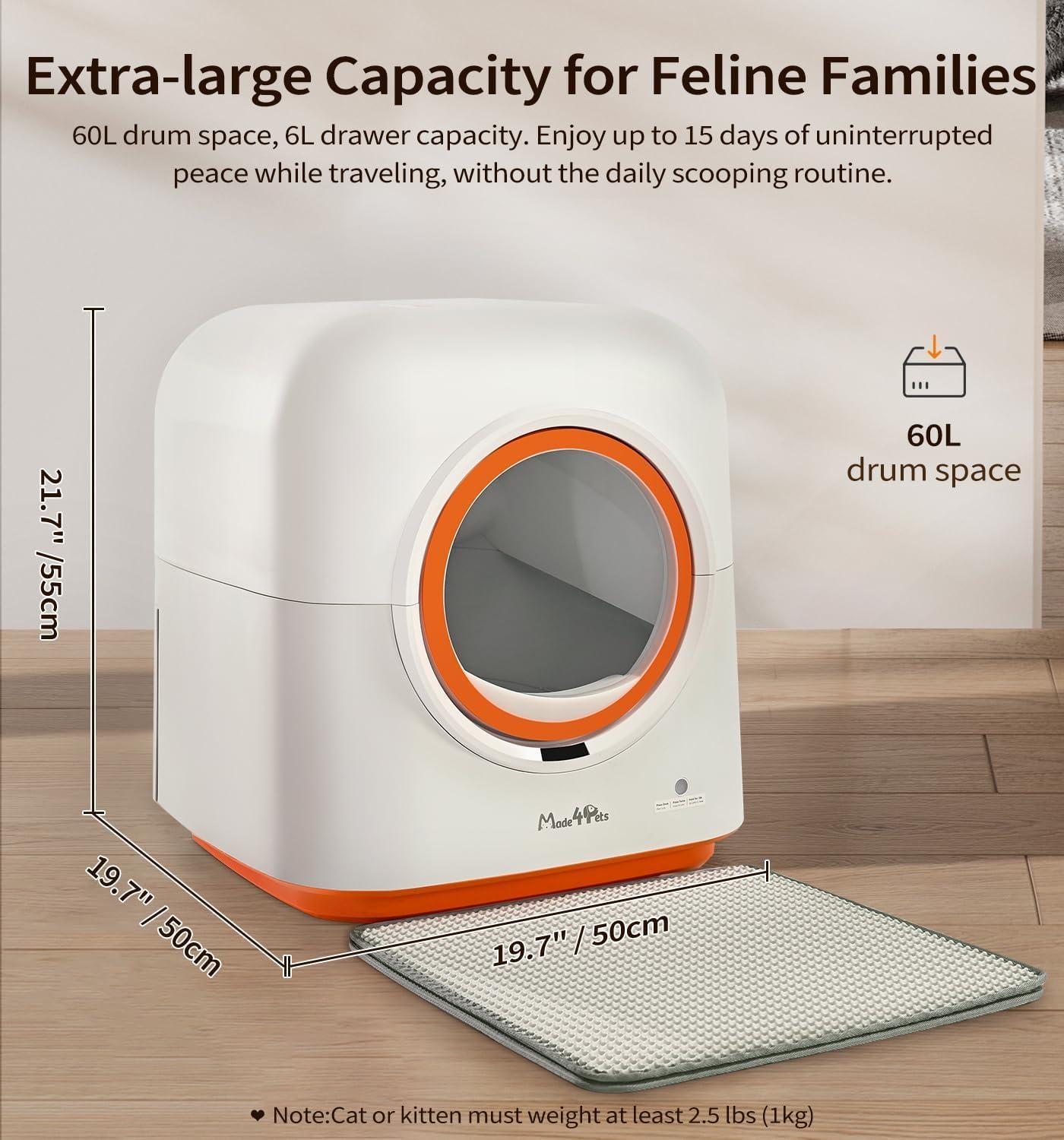 Smart 60L Automatic Cat Litter Box – App Control & Deodorizing