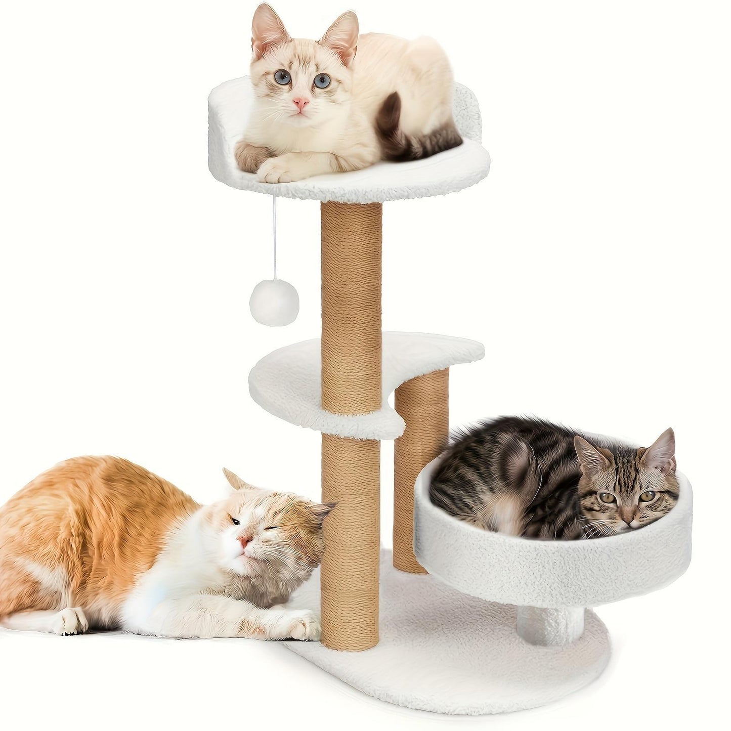 Multi-Layer Cat Tree with Scratching Post & Interactive Ball Toy