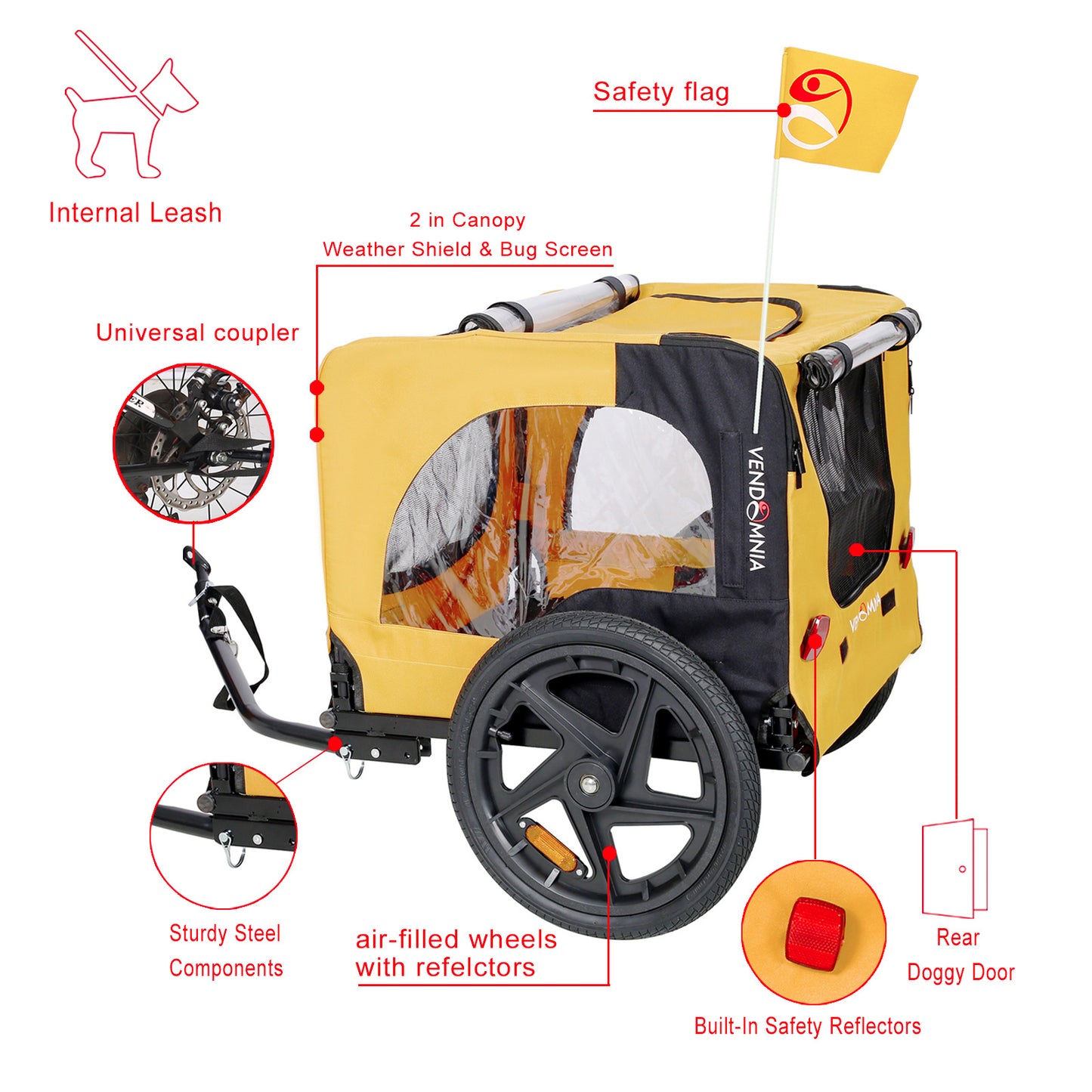 Yellow Foldable Pet Stroller & Bike Carrier