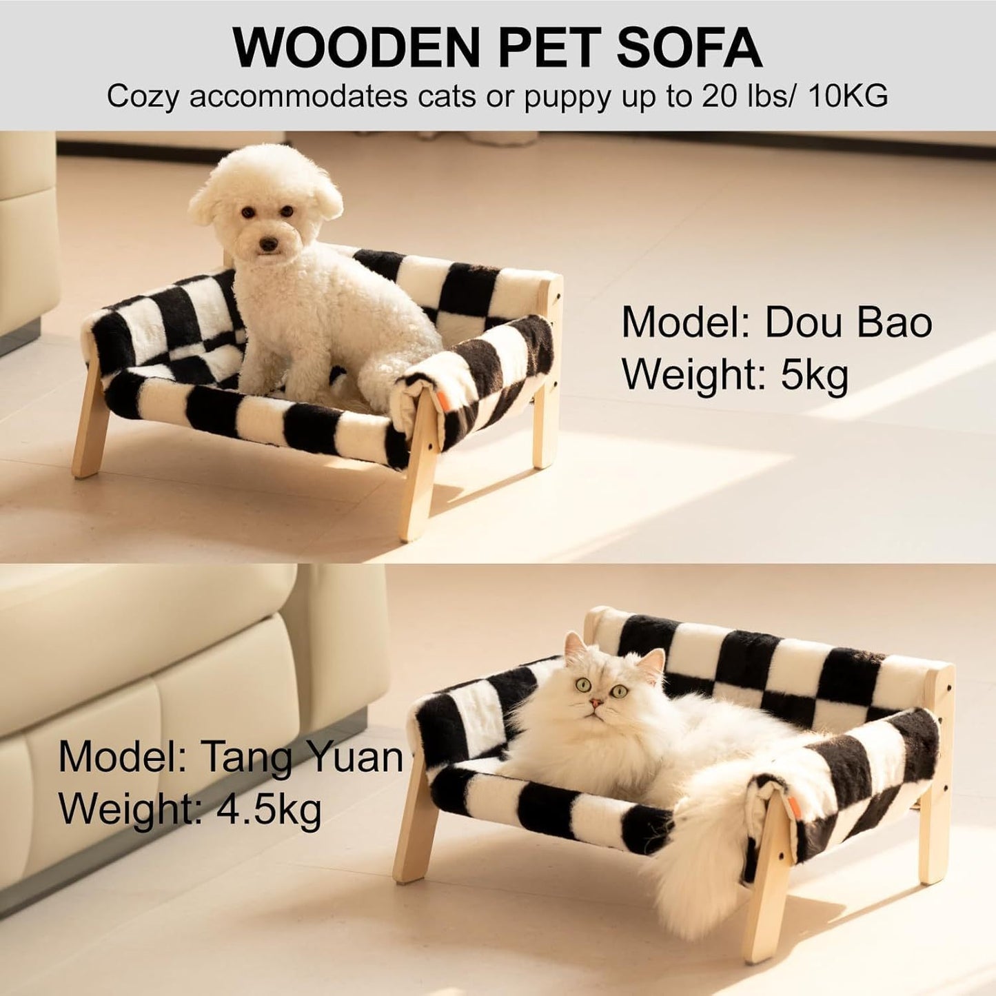Raised Cat Bed With Wooden Legs