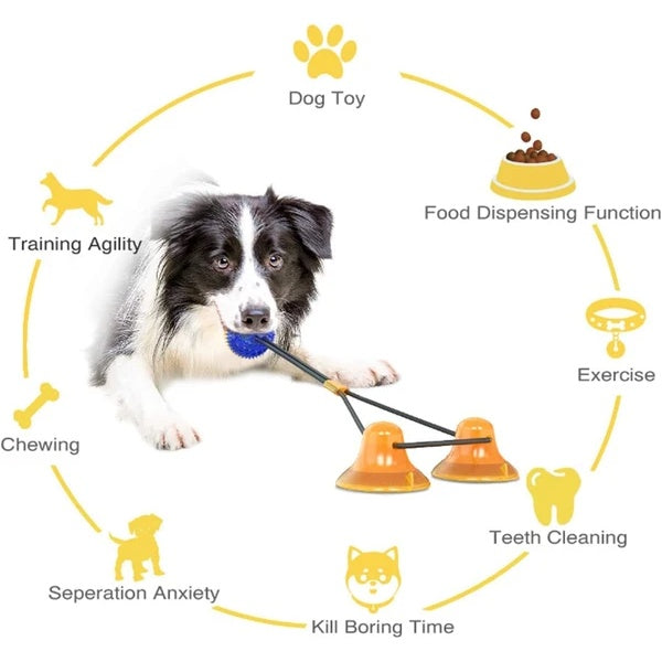 Dog Suction Cup Toy – Durable Rubber Ball for Tug, Chew & Play