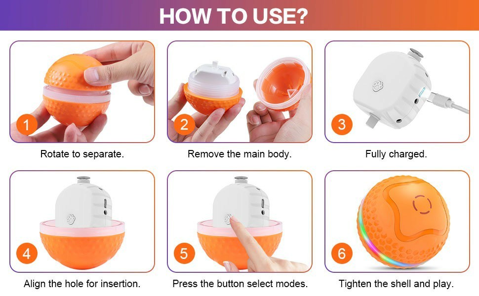 Interactive Automatic Rolling Dog Toy – LED Flash, USB Rechargeable Ball for Medium & Large Dogs