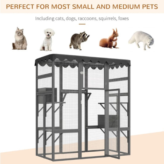 Outdoor Cat House with 6 Ledges & Weatherproof Roof