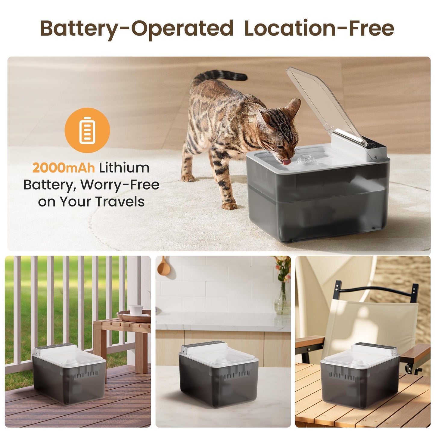Wireless Charging Stainless Steel Automatic Cat Water Fountain