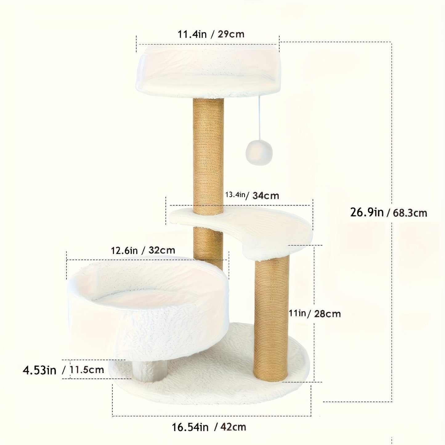 Multi-Layer Cat Tree with Scratching Post & Interactive Ball Toy