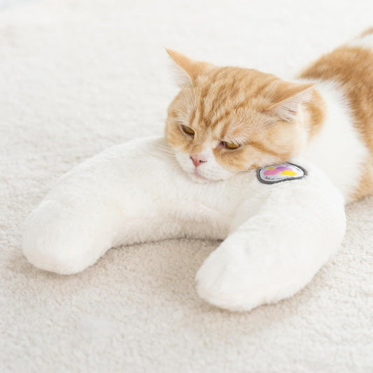 Fluffy Support Pillow For Cat & Puppy Joint Relief White