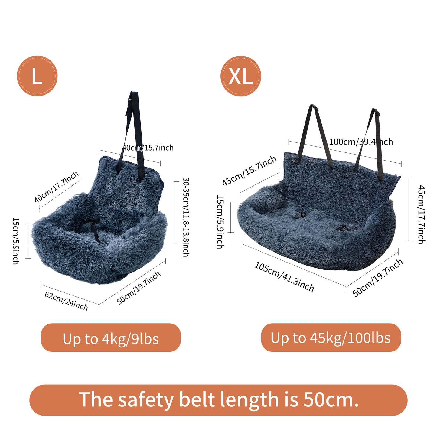 Dog Car Seat – Travel Booster with Seat Belt & Washable Plush