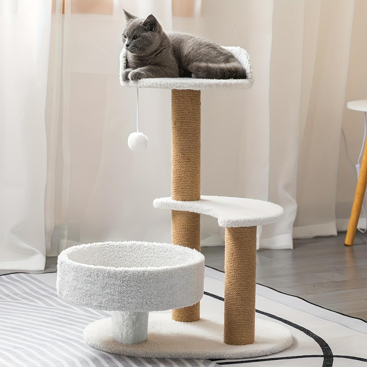 Multi-Layer Cat Tree with Scratching Post & Interactive Ball Toy