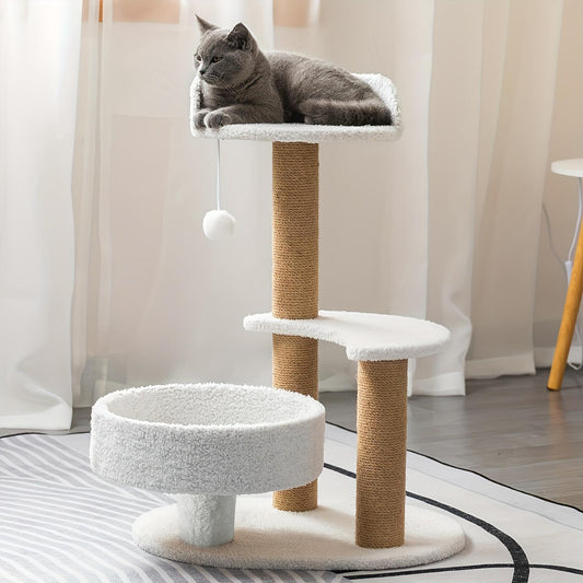 Multi-Layer Cat Tree with Scratching Post & Interactive Ball Toy