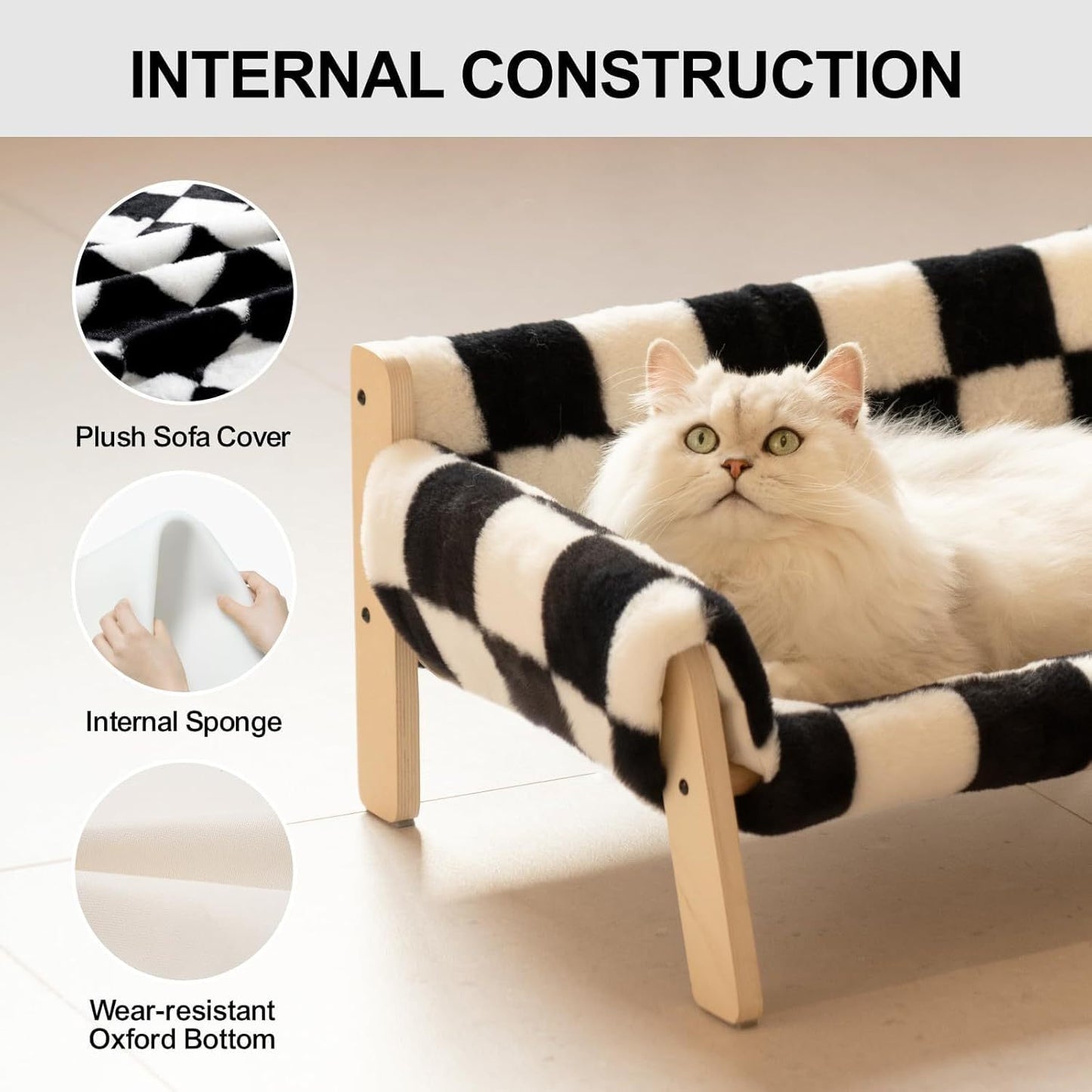Raised Cat Bed With Wooden Legs