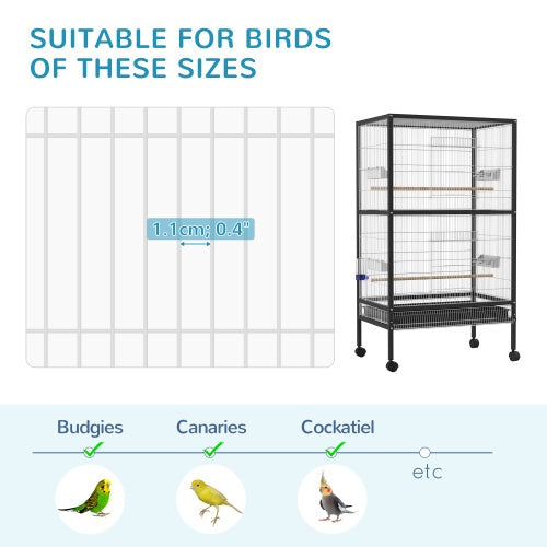 PawHut 54" Rolling Bird Cage with Accessories