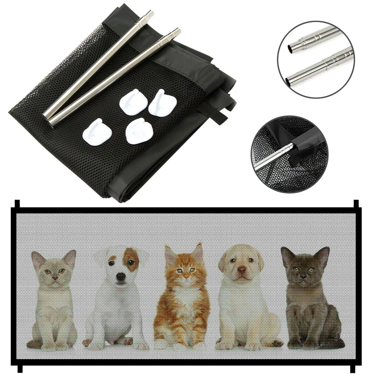 Pet Safety Gate – Portable Mesh Fence for Doors & Stairs