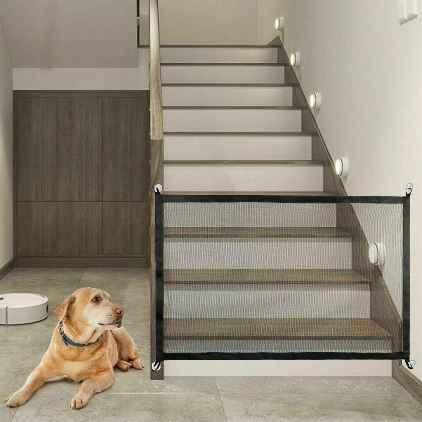 Pet Safety Gate – Portable Mesh Fence for Doors & Stairs