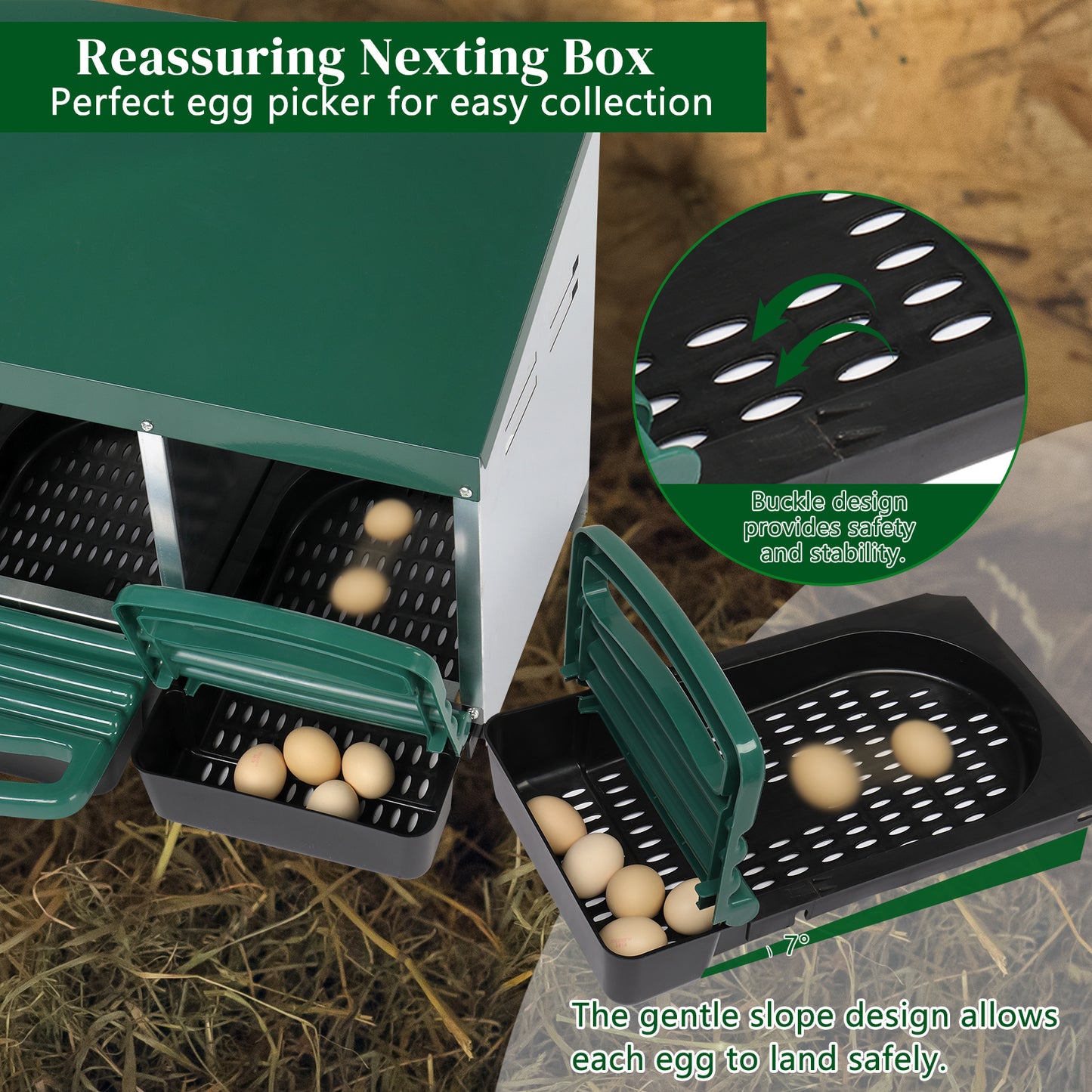 Pitched Roof House Iron-plastic Green Chicken Feeding Trough