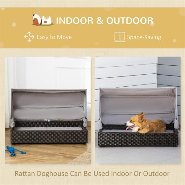 Rattan Dog Bed – Stylish Pet Sofa with Tent Design