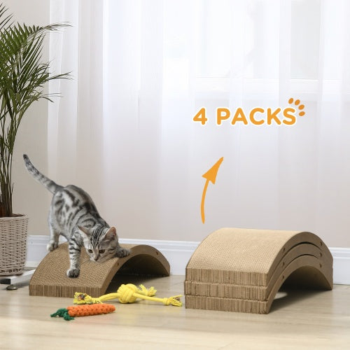PawHut Reversible Cat Scratching Board – 4-Pack for Indoor Cats