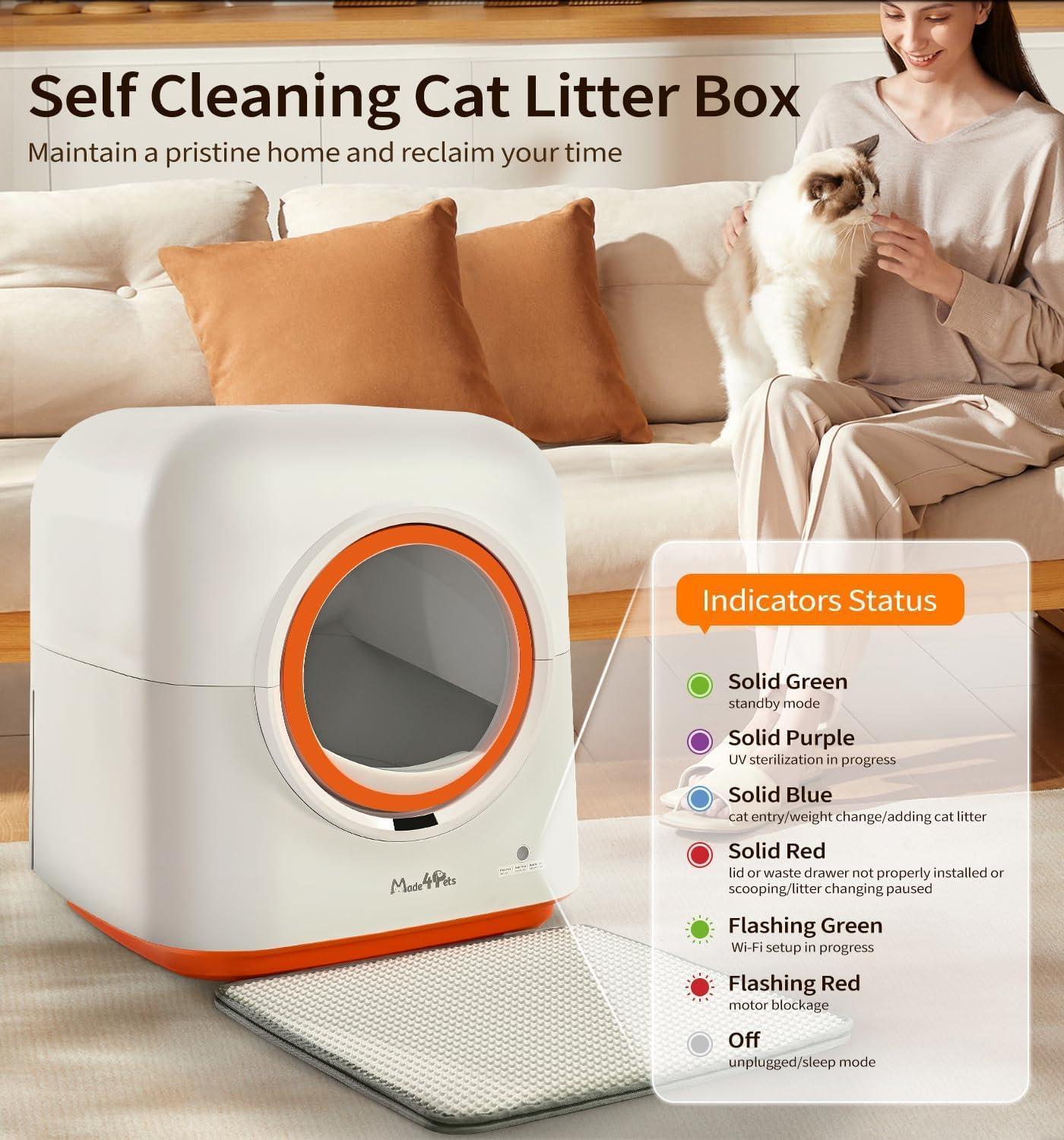 Smart 60L Automatic Cat Litter Box – App Control & Deodorizing
